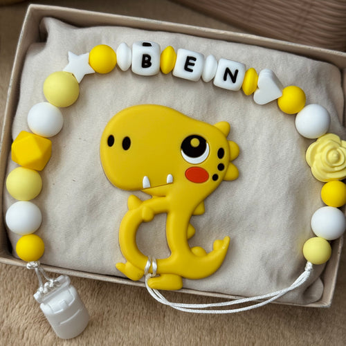 Personalized Baby Pacifier Clip Dinosaur | Baby shower gift | Name holder | Custom name | Newborn gift | Baby girl/boy gift