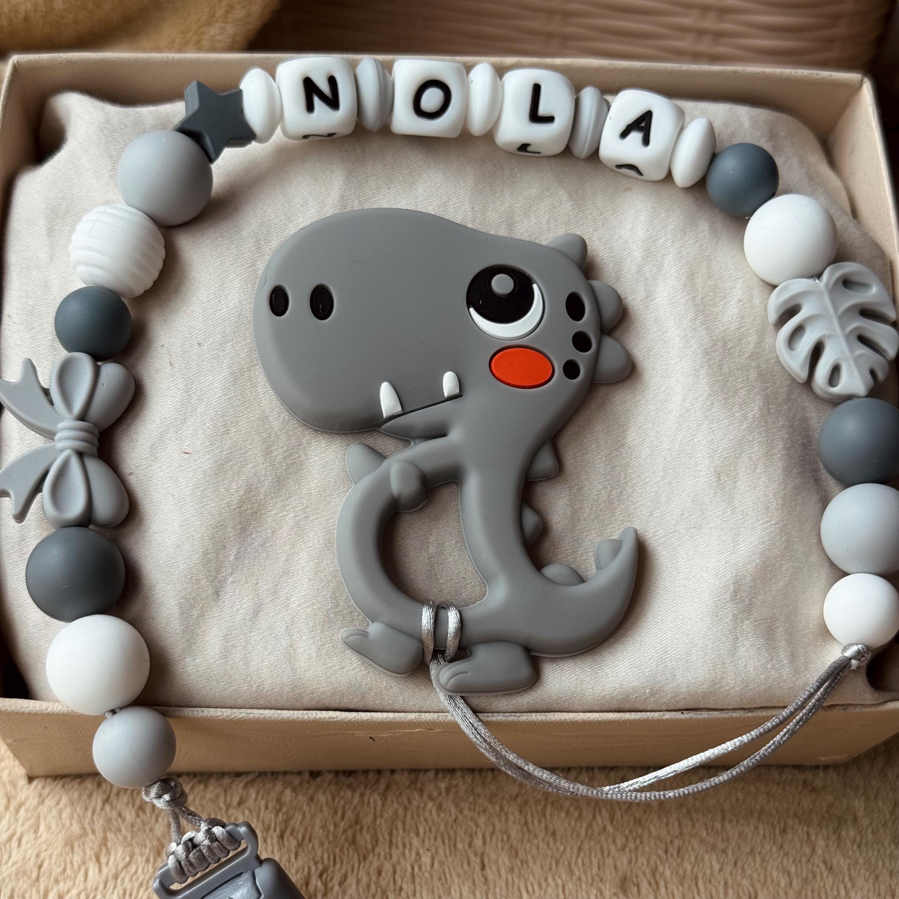 Personalized Baby Pacifier Clip Dinosaur | Baby shower gift | Name holder | Custom name | Newborn gift | Baby girl/boy gift